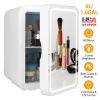6L/1.6GAL Portable Beauty Fridge Mini Cosmetic Refrigerator AC/DC Skincare Makeup Cooler Warmer with Mirror Door 3-Brightness Light for Bedroom Travel