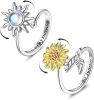 925 Sterling Silver Fidget Spinner Rings Adjustable Rotatable Rings Rotatable Mood Rings Calming Worry Meditation Anxiety Rings for Women Ladies Girls
