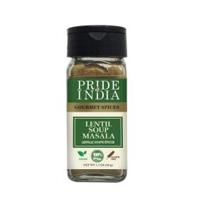 Pride of India - Lentil Soup Masala – Authentic Indian Taste – Spice Blend for Lentil Soups and Stews – Flavorful Mix – Easy to Use – 1.7 oz. Small Du