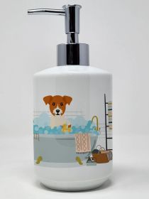 Jack Russell Terrier in Bathtub Ceramic Soap Dispenser Hand Soap Dispenser Pump Bottles for Bathroom Kitchen, Empty Refillable Liquid Soap Container
