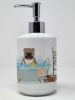 Grey Brindle English Bulldog in Bathtub Ceramic Soap Dispenser Hand Soap Dispenser Pump Bottles for Bathroom Kitchen