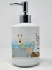 NEW White Bull Terrier in Bathtub Ceramic Soap Dispenser Hand Soap Dispenser Pump Bottles for Bathroom Kitchen, Empty Refillable Liquid Soap Container