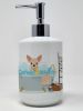 Fawn Chihuahua Ceramic Soap Dispenser Hand Soap Dispenser Pump Bottles for Bathroom Kitchen, Empty Refillable Liquid Soap Container