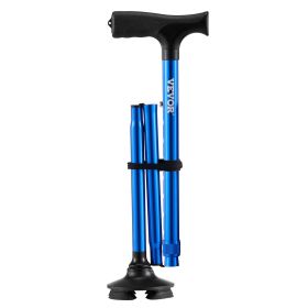 VEVOR Walking Cane for Man Woman, Folding Walking Stick with 8-Level Adjustable Height and 4-Pronged Pivoting Base