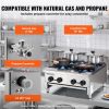 VEVOR Commercial Gas Stove with 4 Burners, Propane and Natural Gas Countertop Cooking Stove Range, Stainless Steel Gas Hot Plate