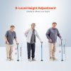 VEVOR Walking Cane for Man Woman, Folding Walking Stick with 8-Level Adjustable Height and 4-Pronged Pivoting Base