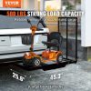 VEVOR Hitch Mount Cargo Carrier, 45.3" x 25.6" Iron Hitch Cargo Rack with Folding Ramp, Hitch Rack Basket with Stabilizer and Straps