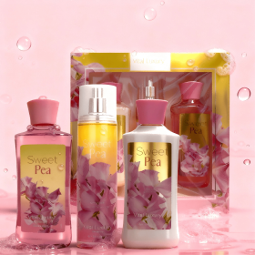 3pcs Set-Sakura Fragrance Shower Gel Set, Japanese Cherry Blossom 10 Fl.oz Shower Gel, 10 Fl.oz Body Lotion, 8 Fl. Oz Body Mist, A Three-piece Ba (Option: Sweet Pea)
