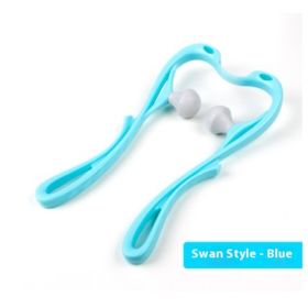 Multifunctional Manual Six-wheel Neck Massager Massage Relieve Roller Massage Tool (Option: Swan Blue)
