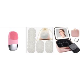 Mini Silicone Electric Face Cleansing Brush Electric Facial Cleanser Facial Cleansing Brush Skin Massager Skin Care Tools (Option: Set-Electric-DC)