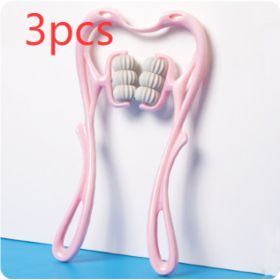 Multifunctional Manual Six-wheel Neck Massager Massage Relieve Roller Massage Tool (Option: Pink3pcs)