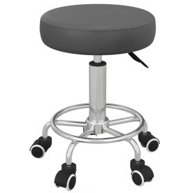 Vinsetto Salon Stool with Adjustable Height, PU Leather Barber Rolling Massage Tattoo Chair for Bar Beauty SPA, Grey (Option: Grey)
