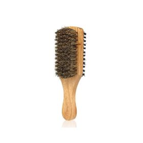 Men's Double Sided Beard Brush Portable Styling Tool With Mane Wood Handle Perfect Travel Companion (Option: M)