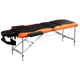 Portable Luxury: 73" 3 Section Foldable Salon Bed, Facial Couch in Black Orange for Spa Therapy Equipment (Option: Orange)