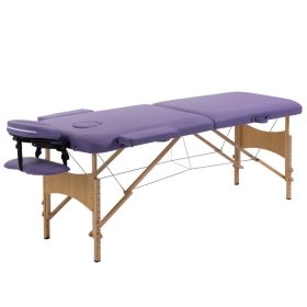 Portable Massage Table 72 Inch Adjustable Spa Bed Foldable Facial Couch with Carry Case Purple (Option: Purple)