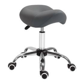 Saddle Stool Adjustable Hydraulic Rolling Beauty Salon Stool Ergonomic PU Leather Stool Round Grey (Option: Gray)