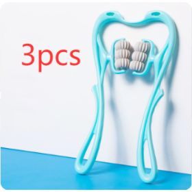 Multifunctional Manual Six-wheel Neck Massager Massage Relieve Roller Massage Tool (Option: Blue 3pcs)