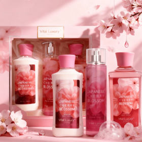 3pcs Set-Sakura Fragrance Shower Gel Set, Japanese Cherry Blossom 10 Fl.oz Shower Gel, 10 Fl.oz Body Lotion, 8 Fl. Oz Body Mist, A Three-piece Ba (Option: Japanese Cherry Blossom)