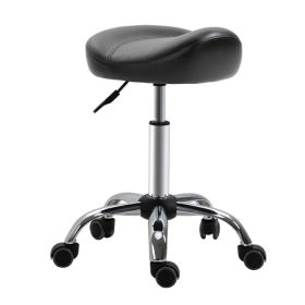 Saddle Stool Height Adjustable Rolling Salon Chair PU Leather Black for Massage Spa Clinic Beauty Tattoo (Option: Black)