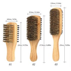 Men's Double Sided Beard Brush Portable Styling Tool With Mane Wood Handle Perfect Travel Companion (Option: SML)